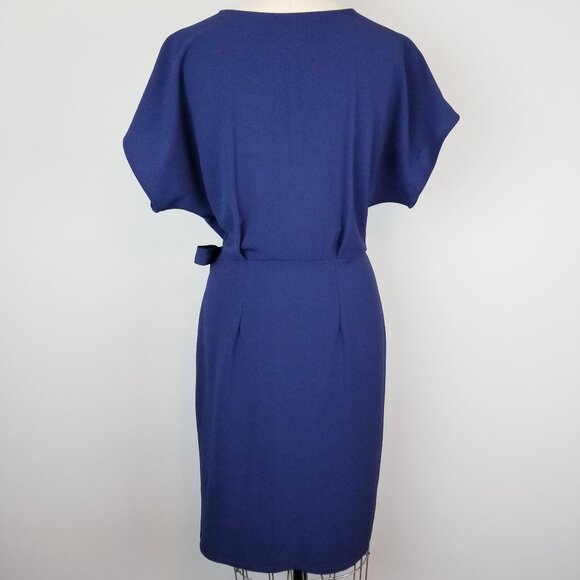 Classic Navy Blue Short Sleeve True Wrap Dress by Bobeau Ladies size Medium - Picture 4 of 8